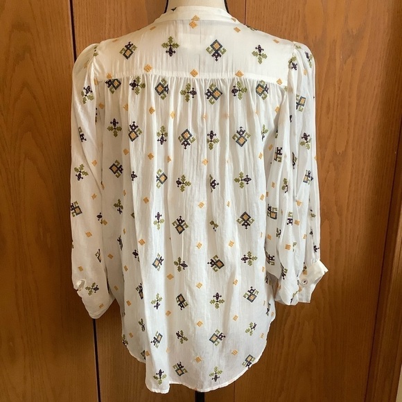 Anthropologie White Embroidered Blouse Sz-XS - Picture 3 of 5